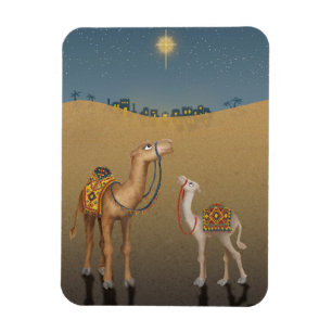Cute camels in Bethlehem Christmas magnet