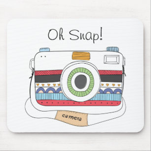 Cute Camera Doodle Oh Snap Mouse Pad