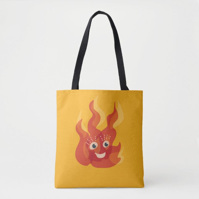 Cute camp fire flame cartoon tote bag (Front)