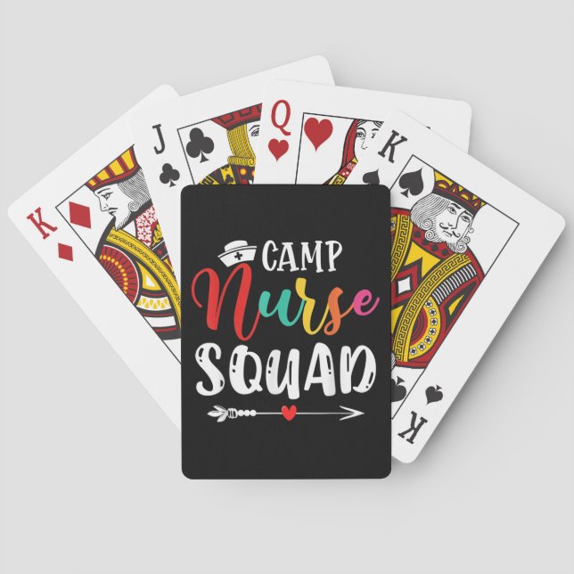 Cute Camp Nurse Squad Funny Nurses Matching Playing Cards (Back)