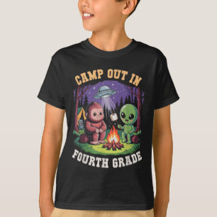 Cute Camp Out In Fourth Grade Alien Campsite Bigfo T-Shirt