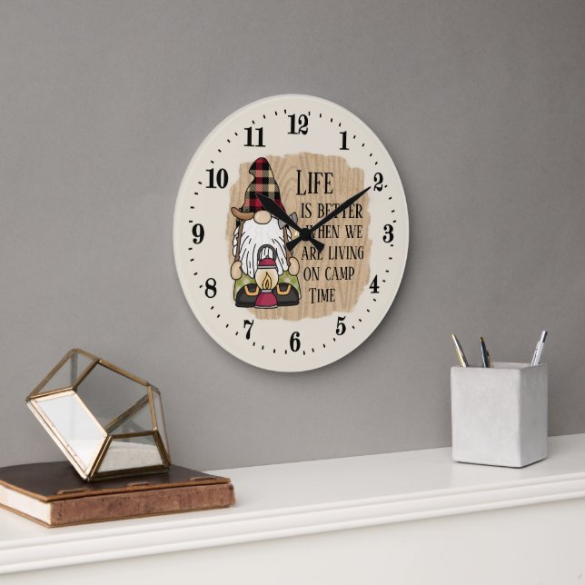 cute camp time add text gnome large clock (Office)