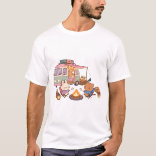 Cute Camper Van Campfire Marshmallow Van Life T-Shirt