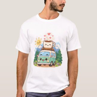 Cute Camper Van Coffee Mug Mountain Road Trip T-Shirt