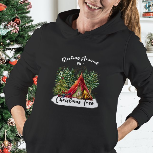 Cute Campfire Red Green Modern Christmas Tree Hoodie (Creator Uploaded)