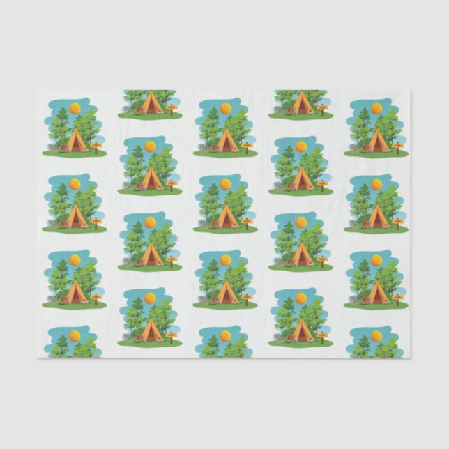Cute Camping, Hiking and Nature Outdoors  Tissue Paper (Front)