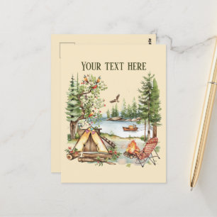 Cute camping lovers add message  postcard