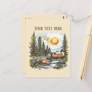 Cute camping lovers add message  postcard