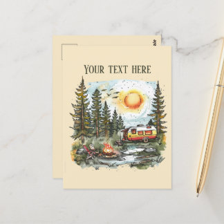 Cute camping lovers add message postcard