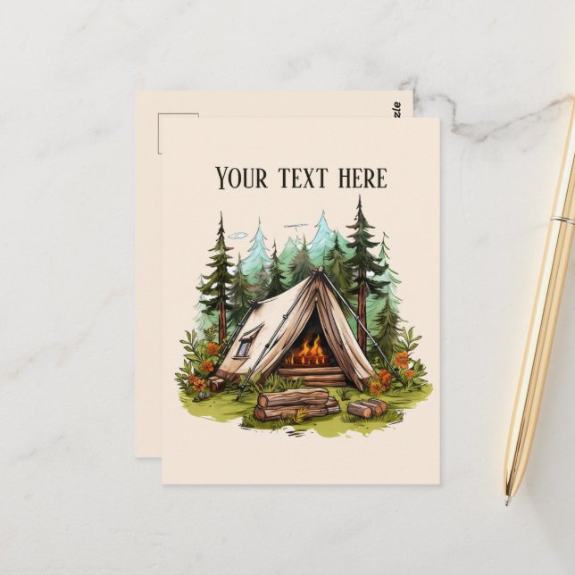 Cute camping lovers add text postcard (Front/Back In Situ)