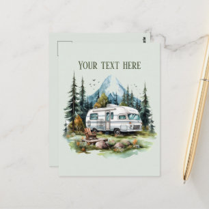 Cute camping lovers add text postcard