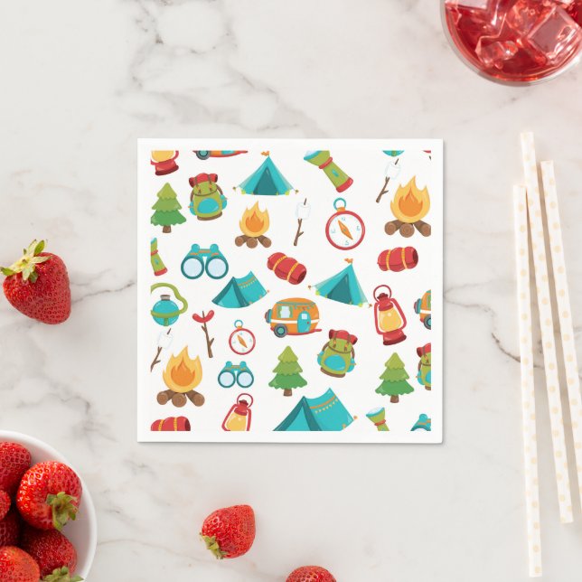 Cute Camping party pattern napkins (Insitu)