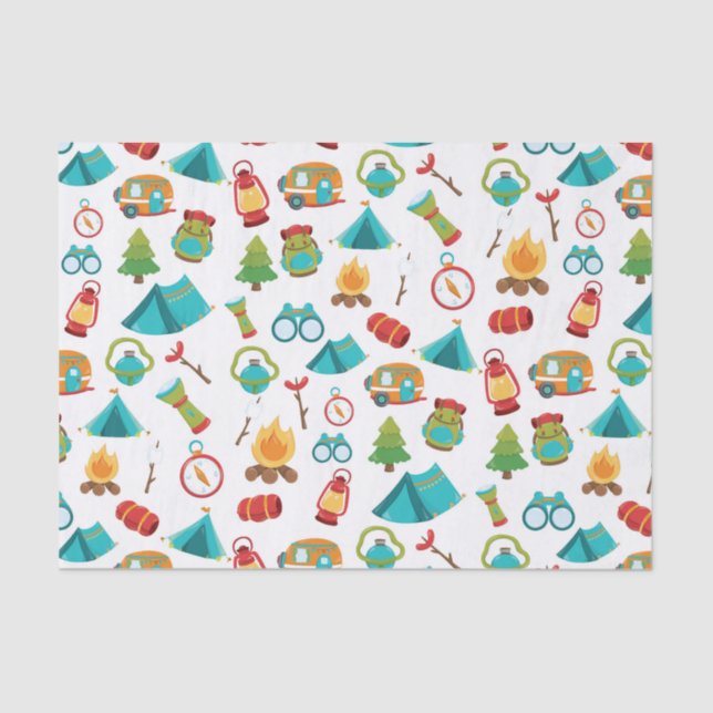 Cute Camping party pattern tissue Tissue Paper (Front)