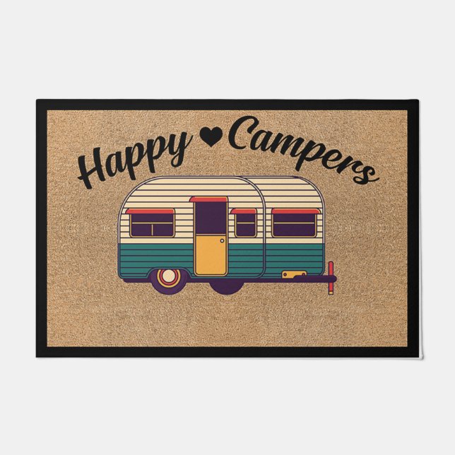 Cute Camping Quotes Rug, Happy Campers Doormat (Front)