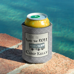 Cute Camping RV "This is How We Roll" Personalised Can Cooler
