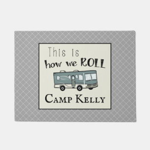 Cute Camping RV "This is How We Roll" Personalised Doormat