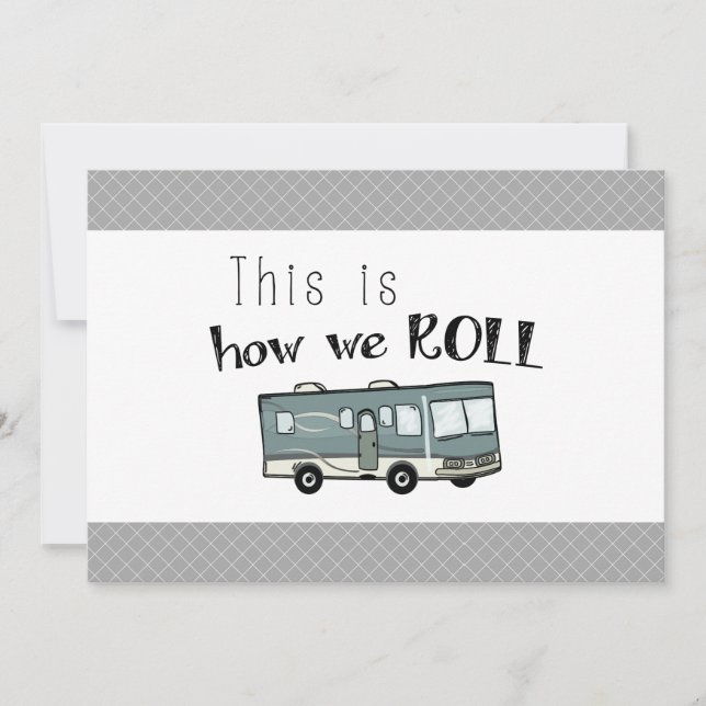 Cute Camping RV "This is How We Roll" Personalised Invitation (Front)