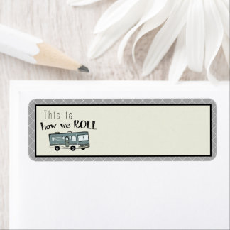 Cute Camping RV "This is How We Roll" Personalised Return Address Label