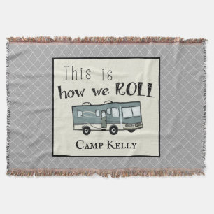 Cute Camping RV "This is How We Roll" Personalised Throw Blanket