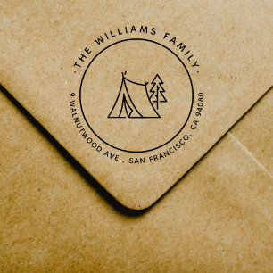Cute Camping Tent Custom Family Return Address Self-inking Stamp