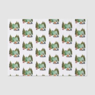 Cute Camping Theme Campfire, Tent, Forest Tiled Tissue Paper