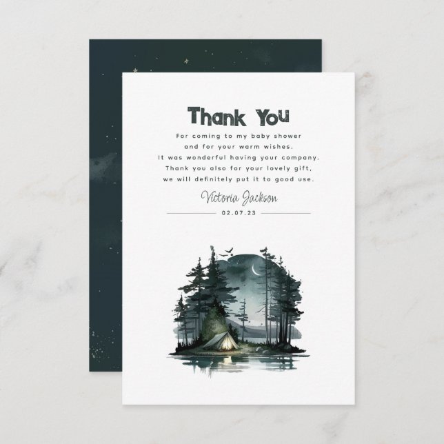 Cute Camping Themed Baby Shower Thank You (Front/Back)