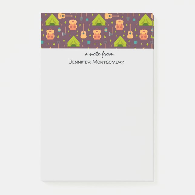 Cute Camping Themed Pattern Post-it Notes (Front)