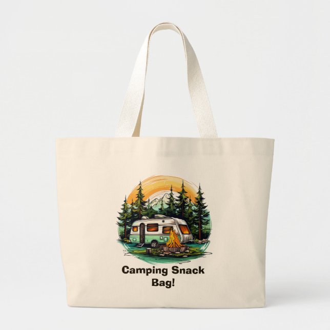 Cute camping trip snack large tote bag (Front)