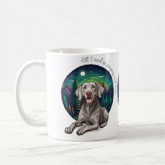 Cute Camping Weimaraner Lover Coffee Mug (Left)