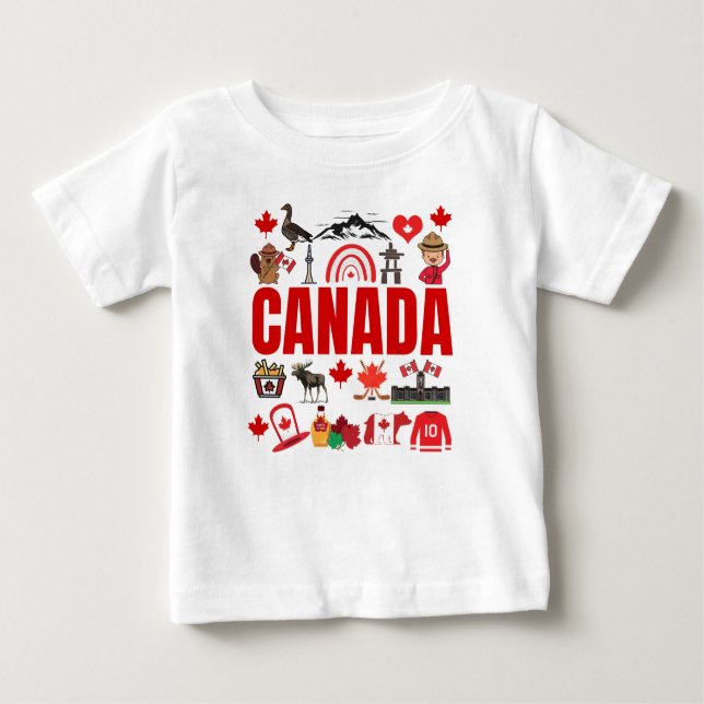 Cute Canada Symbols Collage Baby T-Shirt (Front)