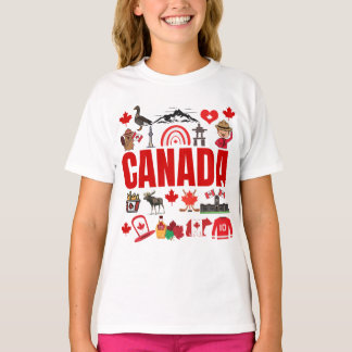 Cute Canada Symbols Collage T-Shirt