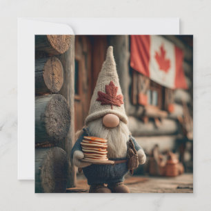 Cute Canadian Gnome with Pancakes Holiday Card