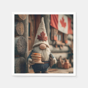 Cute Canadian Gnome with Pancakes Napkin