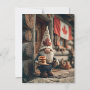 Cute Canadian Gnome with Pancakes Postcard
