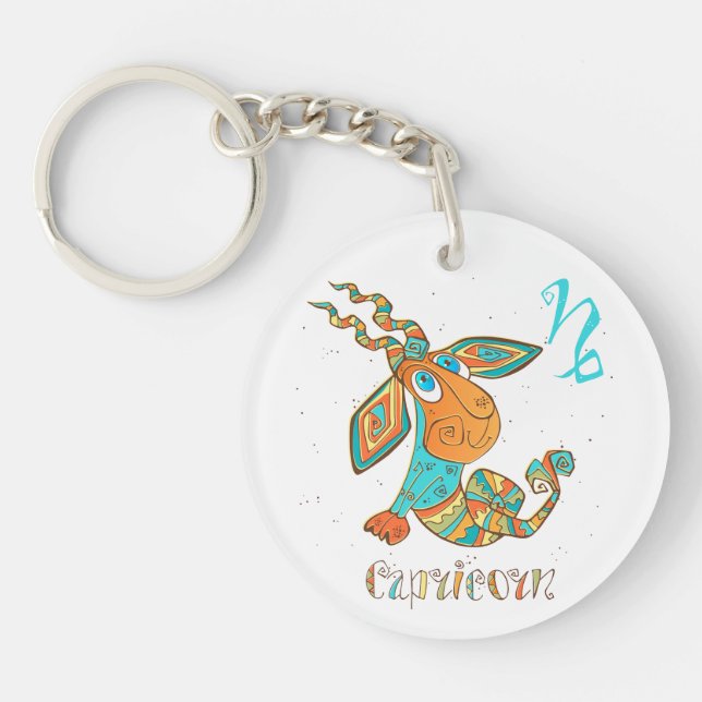 Cute Cancer Capricorn Key Ring (Front)