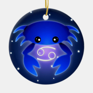 Cute Cancer Zodiac Ceramic Tree Decoration