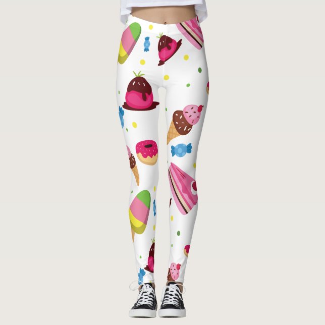 Cute candy and sweet coloured pattern leggings (Front)