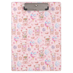 Cute Candy Bear and Sweets Seamless Pattern Clipboard