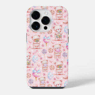 Cute Candy Bear and Sweets Seamless Pattern iPhone 14 Pro Case