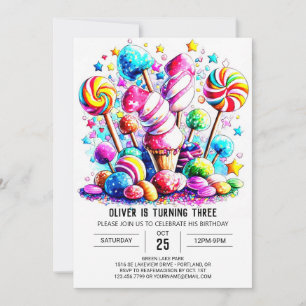 Cute Candy Boho Kids Birthday Invitation