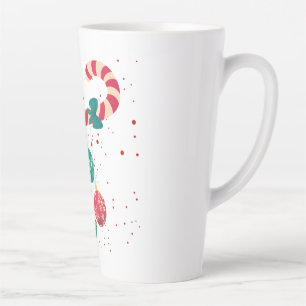Cute Candy Cane and Christmas Ornaments Holiday. Latte Mug