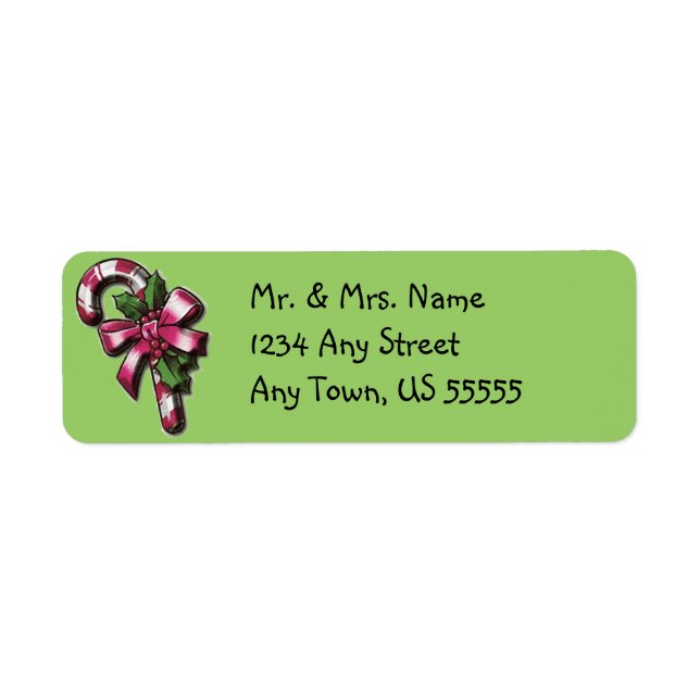 Cute Candy Cane Christmas Address Labels (Front)