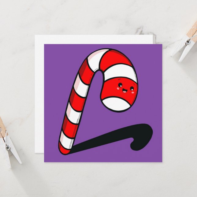 Cute Candy Cane Christmas  Card (Front/Back In Situ)