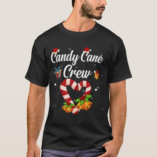 Cute Candy Cane Crew Christmas Family Matching Cos T-Shirt (Front)
