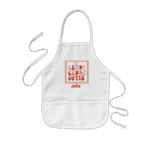 Cute Candy Cane Cutie Heart Red Pink Name Kids Apron