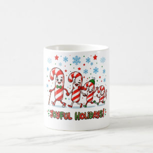 Cute Candy Cane Family Joyful Holidays Coffee Mug