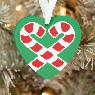 Cute candy cane heart custom Christmas photo Ornament