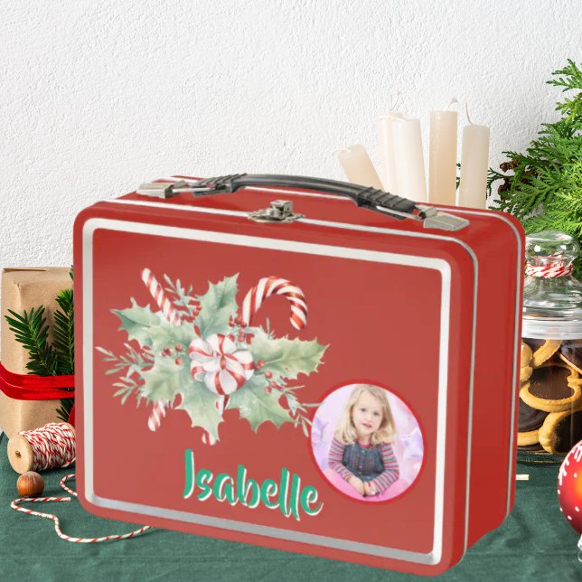  Cute Candy Cane Kids Photo Metal Lunchbox (Creator Uploaded)