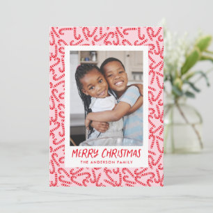 Cute Candy Cane Merry Christmas 2 Photo Holiday Card