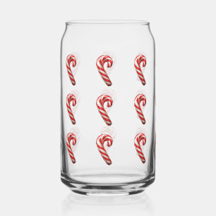 Cute Candy Cane Pattern Christmas  Can Glass